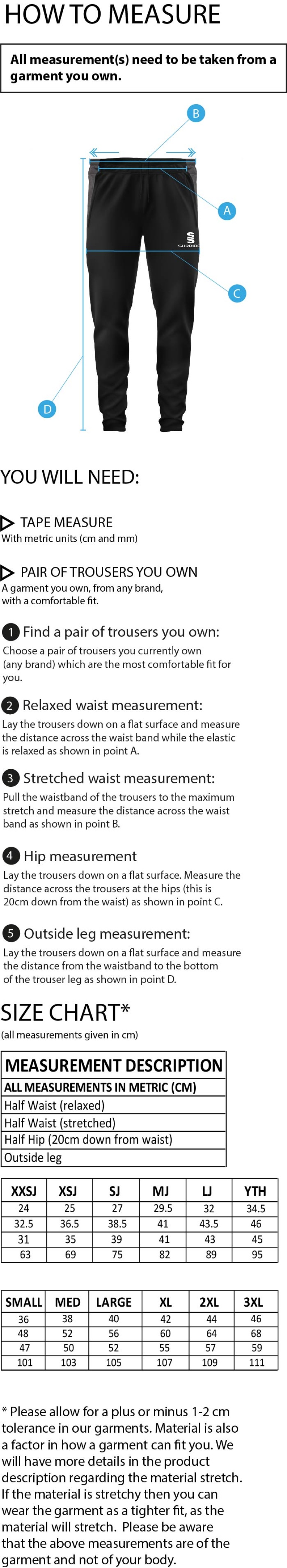 Kelburne HC - Dual Skinny Pant - Size Guide