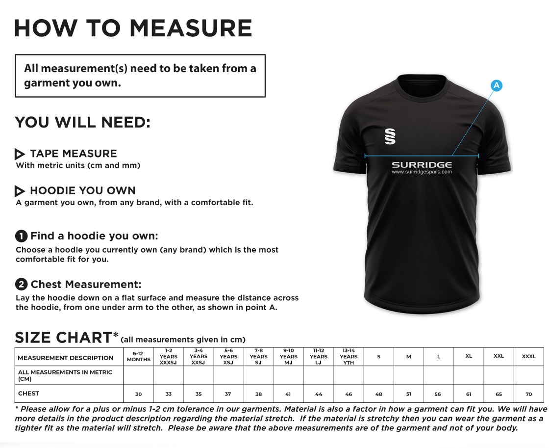 Kelburne HC - S/S Home Shirt : Amber - Womens - Size Guide